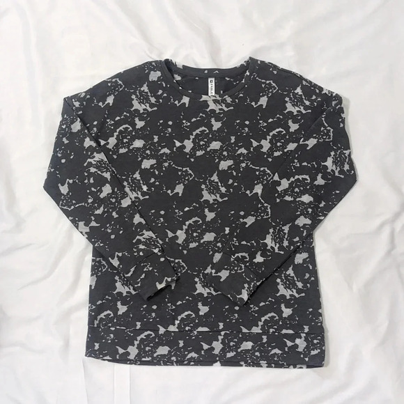 Fabletics Burnout Sweatshirt Color Charcoal Heather Floral Print Size S - Picture 3 of 14